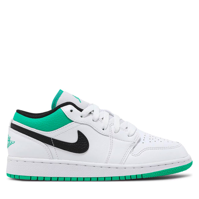 Air Jordan 1 Low White Lucky Green Tumbled Leather(GS)
